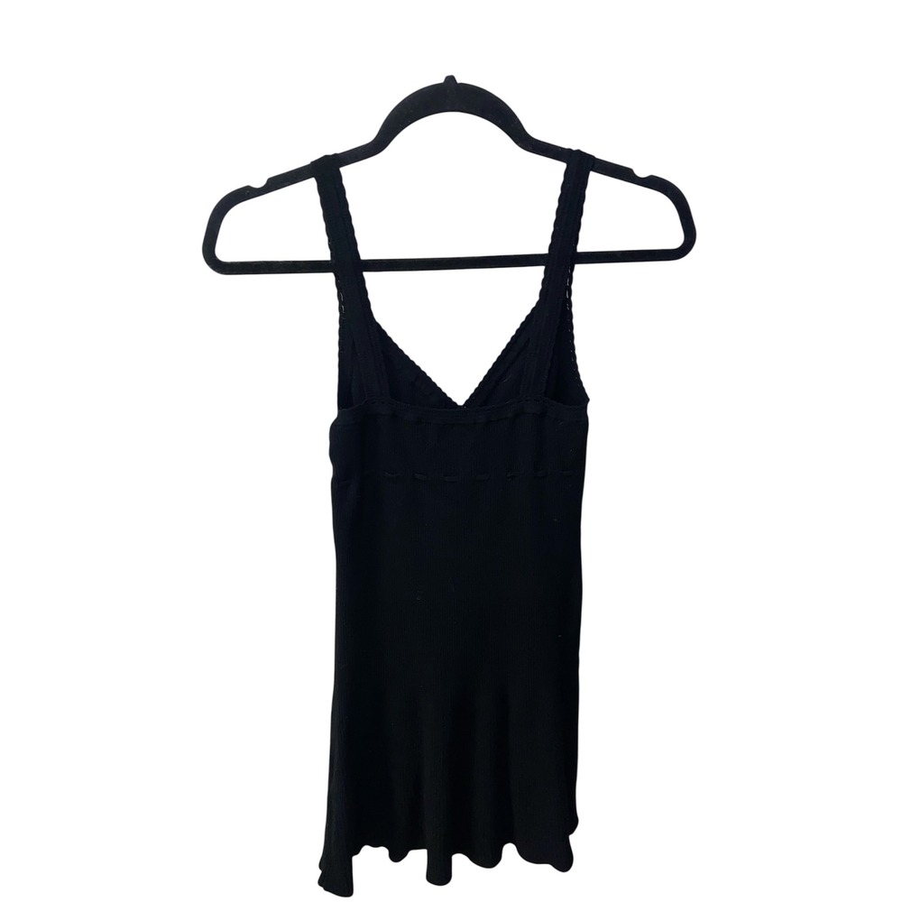 Aritzia Wilfred Black Ribbed V-Neck Mini Dress with Bow Detail Size S - Picture 3 of 6